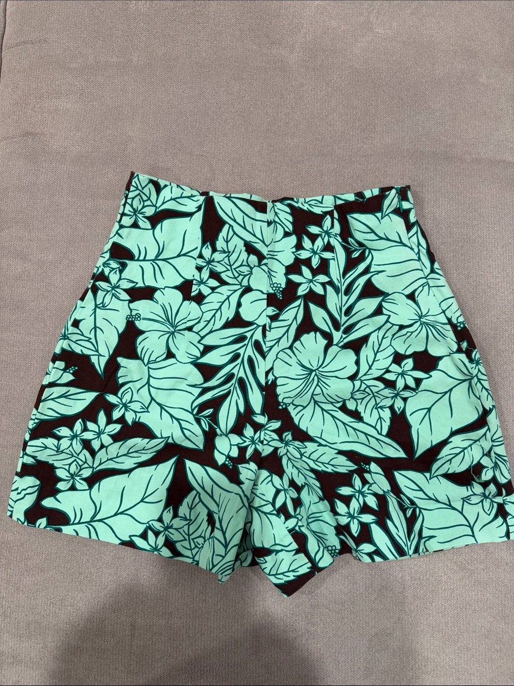 NWOT Zara woman Tropical Print High-Waist Shorts - Mint Green